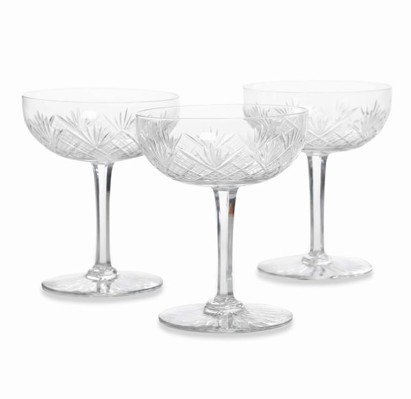 Sei coppe da champagne.<BR>Probabilmente Manifattura Saint Louis, inizio del XX secolo.  - Asta  Arredi per la tavola - Associazione Nazionale - Case d'Asta italiane