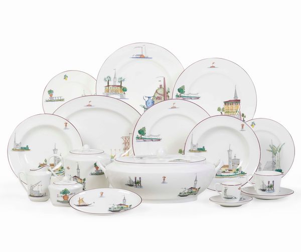 Servizio da tavola Andloviz.<BR>Doccia, Manifattura Richard Ginori, XX-XXI secolo.  - Asta  Arredi per la tavola - Associazione Nazionale - Case d'Asta italiane