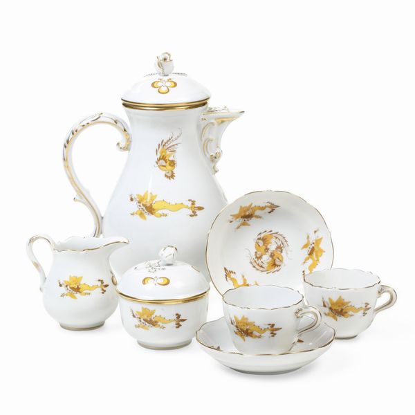 Servizio da caff tte--tte Gelbe Drache.<BR>Meissen, XX secolo.<BR>  - Asta  Arredi per la tavola - Associazione Nazionale - Case d'Asta italiane