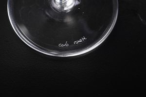 Sei bicchieri da Martini.<BR>Murano, Manifattura di Carlo Moretti, seconda met del XX secolo.<BR>  - Asta  Arredi per la tavola - Associazione Nazionale - Case d'Asta italiane