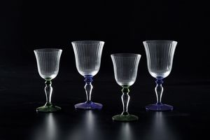 Elementi di un servizio di calici.<BR>Murano, Manifattura Nason Moretti, seconda met del XX secolo.  - Asta  Arredi per la tavola - Associazione Nazionale - Case d'Asta italiane