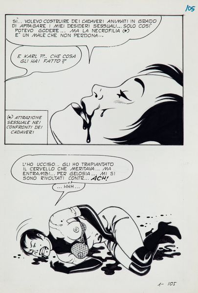 Magnus (Roberto Raviola) : Necron - La fabbricante di mostri  - Asta Fumetti: I Maestri dell'Erotismo - Associazione Nazionale - Case d'Asta italiane