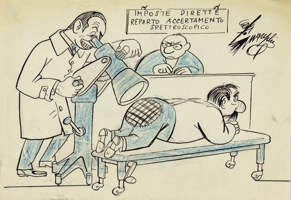 Giovannino Guareschi : Italian domani  - Asta Fumetti: Tavole e Illustrazioni Originali - Associazione Nazionale - Case d'Asta italiane