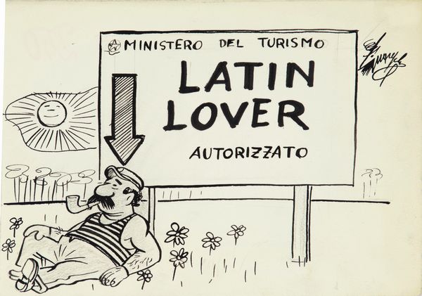 Giovannino Guareschi : Il turismo domani  - Asta Fumetti: Tavole e Illustrazioni Originali - Associazione Nazionale - Case d'Asta italiane