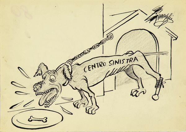 Giovannino Guareschi : Fame grande e osso piccolo  - Asta Fumetti: Tavole e Illustrazioni Originali - Associazione Nazionale - Case d'Asta italiane