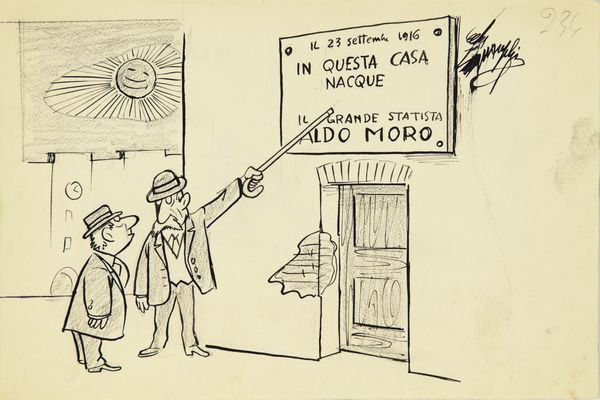 Giovannino Guareschi : Maglie: prudenza  - Asta Fumetti: Tavole e Illustrazioni Originali - Associazione Nazionale - Case d'Asta italiane