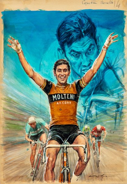 Walter Molino : Eddy Merckx  - Asta Fumetti: Tavole e Illustrazioni Originali - Associazione Nazionale - Case d'Asta italiane