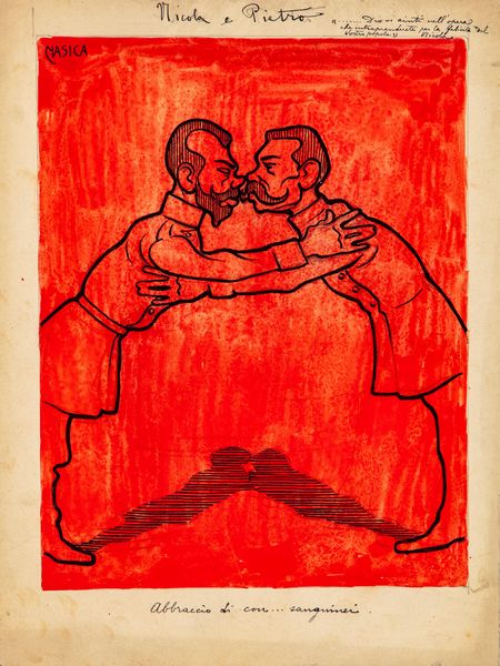 Nasica (Augusto Majani) : Nicola e Pietro: abbraccio tra consanguinei  - Asta Fumetti: Tavole e Illustrazioni Originali - Associazione Nazionale - Case d'Asta italiane