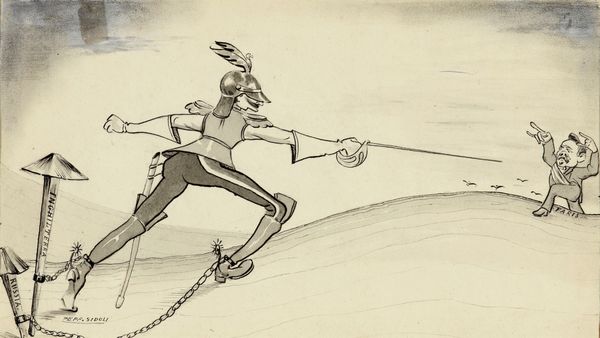 Giuseppe Sidoli : Guglielmo di Prussia trattenuto da Russia e Inghilterra  - Asta Fumetti: Tavole e Illustrazioni Originali - Associazione Nazionale - Case d'Asta italiane