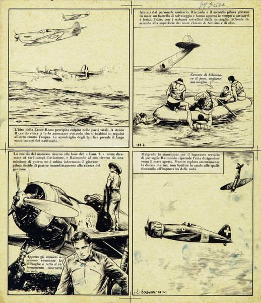 Kurt Caesar : Squadriglia F. Baracca  - Asta Fumetti: Tavole e Illustrazioni Originali - Associazione Nazionale - Case d'Asta italiane