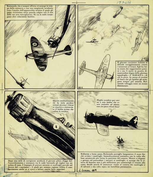 Kurt Caesar : Squadriglia F. Baracca  - Asta Fumetti: Tavole e Illustrazioni Originali - Associazione Nazionale - Case d'Asta italiane