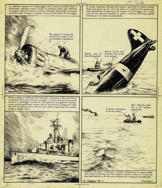 Kurt Caesar : Squadriglia F. Baracca  - Asta Fumetti: Tavole e Illustrazioni Originali - Associazione Nazionale - Case d'Asta italiane
