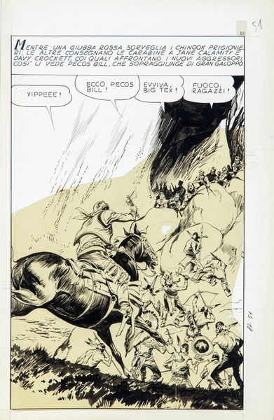 Gino D'Antonio : Pecos Bill - La lancia d'oro  - Asta Fumetti: Tavole e Illustrazioni Originali - Associazione Nazionale - Case d'Asta italiane