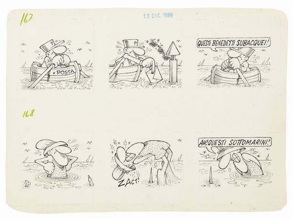 Benito Jacovitti : Diario Vitt 1969  - Asta Fumetti: Tavole e Illustrazioni Originali - Associazione Nazionale - Case d'Asta italiane