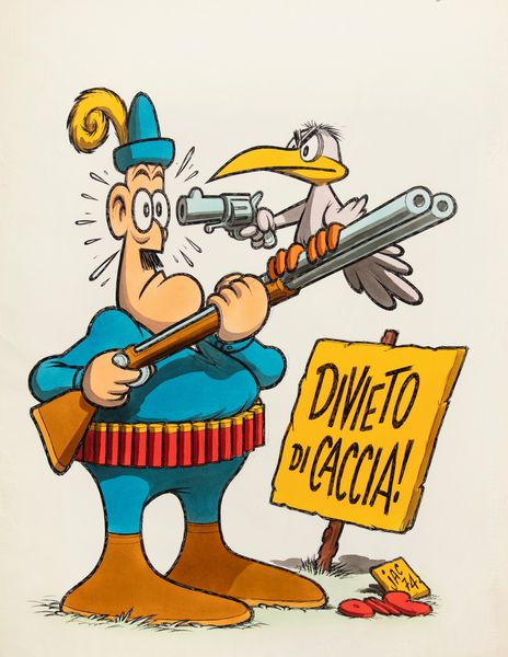 Benito Jacovitti : Divieto di caccia!  - Asta Fumetti: Tavole e Illustrazioni Originali - Associazione Nazionale - Case d'Asta italiane