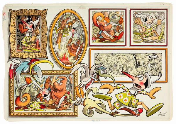 Benito Jacovitti : Pinocchio  - Asta Fumetti: Tavole e Illustrazioni Originali - Associazione Nazionale - Case d'Asta italiane