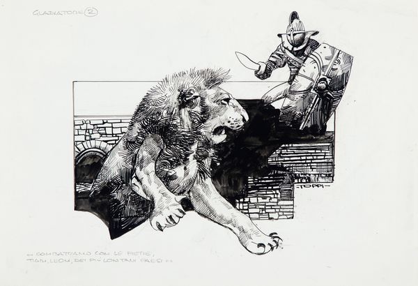 Sergio Toppi : Gladiatore  - Asta Fumetti: Tavole e Illustrazioni Originali - Associazione Nazionale - Case d'Asta italiane