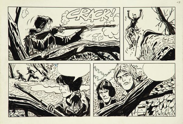 Lele Vianello : Fra le rapide del Susquehanna  - Asta Fumetti: Tavole e Illustrazioni Originali - Associazione Nazionale - Case d'Asta italiane