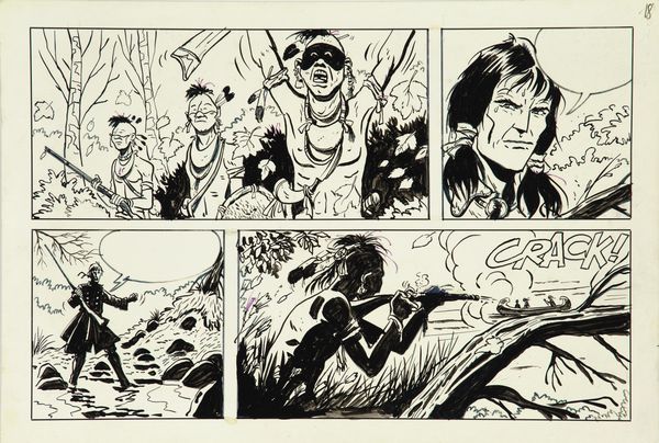 Lele Vianello : Fra le rapide del Susquehanna  - Asta Fumetti: Tavole e Illustrazioni Originali - Associazione Nazionale - Case d'Asta italiane