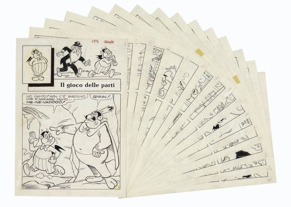 Sandro Dossi : Geppo - Il gioco delle parti  - Asta Fumetti: Tavole e Illustrazioni Originali - Associazione Nazionale - Case d'Asta italiane