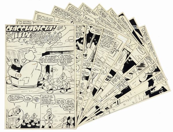 Alberico Motta : Chicchirich e la vera befana  - Asta Fumetti: Tavole e Illustrazioni Originali - Associazione Nazionale - Case d'Asta italiane