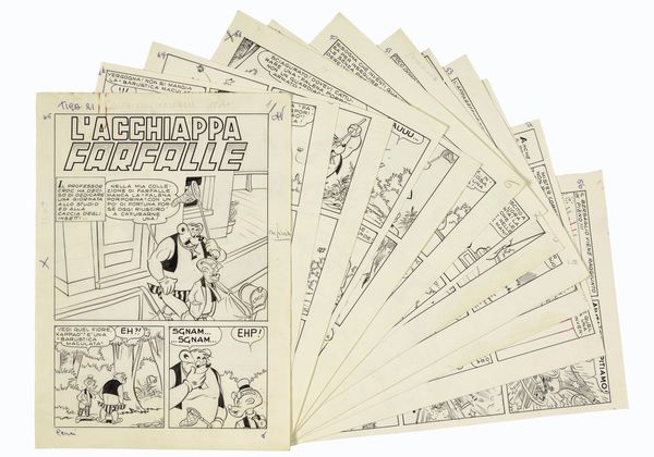 Giuseppe Perego : L'acchiappa farfalle  - Asta Fumetti: Tavole e Illustrazioni Originali - Associazione Nazionale - Case d'Asta italiane