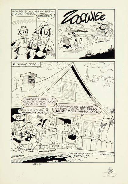 Giorgio Cavazzano : Paperinika contro Paperinik  - Asta Fumetti: Tavole e Illustrazioni Originali - Associazione Nazionale - Case d'Asta italiane