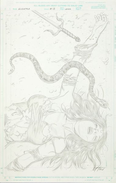 Greg Horn : Elektra  - Asta Fumetti: Tavole e Illustrazioni Originali - Associazione Nazionale - Case d'Asta italiane