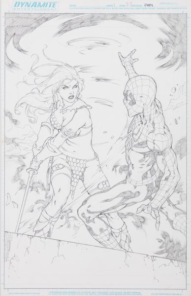 Mel Rubi : Spider-Man / Red Sonja  - Asta Fumetti: Tavole e Illustrazioni Originali - Associazione Nazionale - Case d'Asta italiane