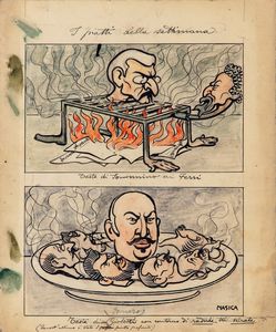 Nasica (Augusto Majani) - Piatto della settimana - Testa di Sonnino ai ferri, testa di Giolitti con contorno di radiche triturate