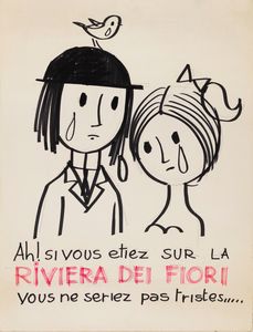Raymond Peynet : Riviera dei fiori  - Asta Fumetti: Tavole e Illustrazioni Originali - Associazione Nazionale - Case d'Asta italiane