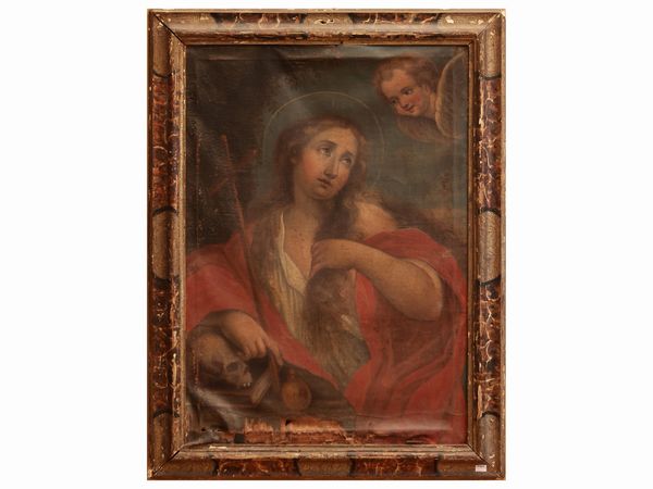 Scuola francese del XVIII secolo : Maddalena penitente  - Asta Un'antica dimora marchigiana: Arredi antichi e Arte contemporanea - Associazione Nazionale - Case d'Asta italiane