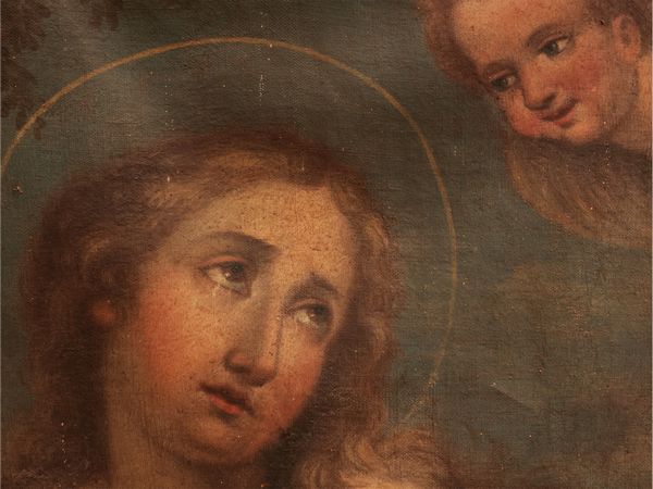 Scuola francese del XVIII secolo : Maddalena penitente  - Asta Un'antica dimora marchigiana: Arredi antichi e Arte contemporanea - Associazione Nazionale - Case d'Asta italiane