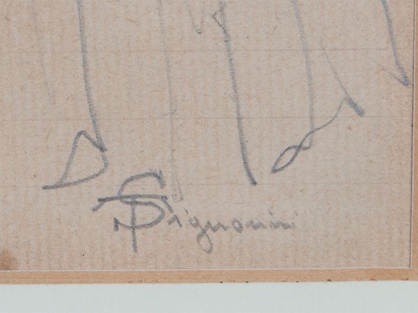 Telemaco Signorini : Processione  - Asta Un'antica dimora marchigiana: Arredi antichi e Arte contemporanea - Associazione Nazionale - Case d'Asta italiane