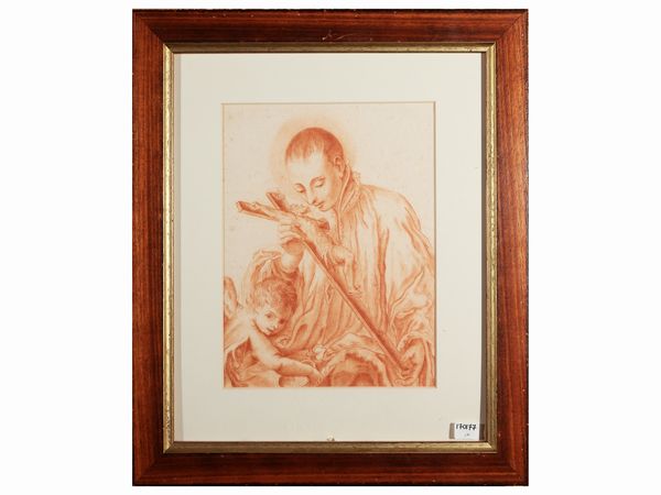 Cerchia di Giovanni Battista Tempesti : San Luigi Gonzaga adora il Crocifisso  - Asta Un'antica dimora marchigiana: Arredi antichi e Arte contemporanea - Associazione Nazionale - Case d'Asta italiane