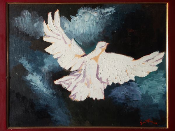 Renato Guttuso : Colomba 1956  - Asta Un'antica dimora marchigiana: Arredi antichi e Arte contemporanea - Associazione Nazionale - Case d'Asta italiane