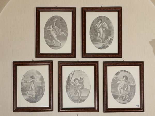 Scenedi genere con bambini - Allegorie con putti  - Asta Un'antica dimora marchigiana: Arredi antichi e Arte contemporanea - Associazione Nazionale - Case d'Asta italiane