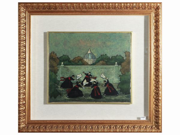 Nino Caffè : Pretini  - Asta Un'antica dimora marchigiana: Arredi antichi e Arte contemporanea - Associazione Nazionale - Case d'Asta italiane