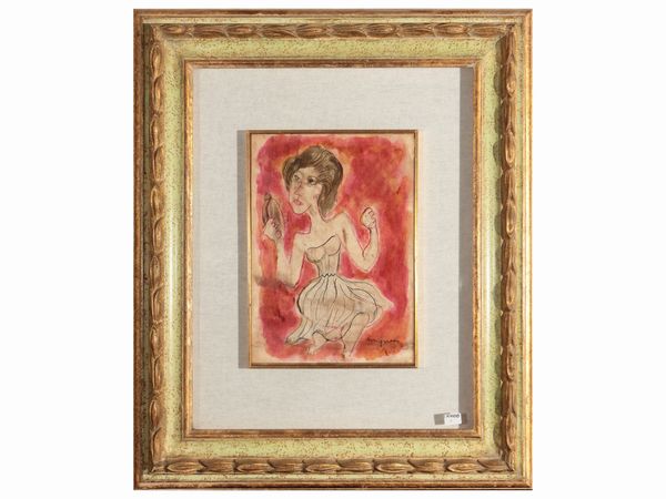 Giuseppe Migneco : Danzatrice  - Asta Un'antica dimora marchigiana: Arredi antichi e Arte contemporanea - Associazione Nazionale - Case d'Asta italiane