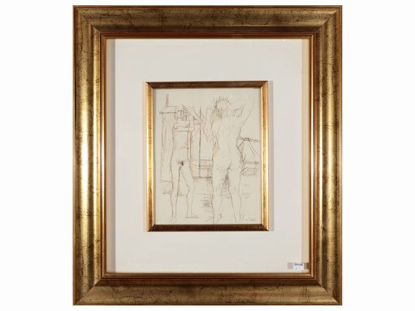 Orfeo Tamburi : Bagnanti  - Asta Un'antica dimora marchigiana: Arredi antichi e Arte contemporanea - Associazione Nazionale - Case d'Asta italiane