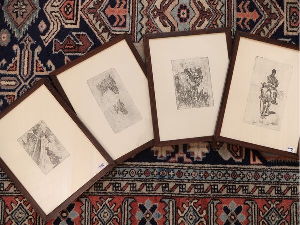 Giovanni Fattori : Cavalli e personaggi  - Asta Un'antica dimora marchigiana: Arredi antichi e Arte contemporanea - Associazione Nazionale - Case d'Asta italiane