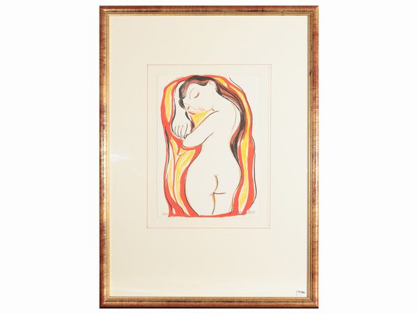 Domenico Cantatore : Donna  - Asta Un'antica dimora marchigiana: Arredi antichi e Arte contemporanea - Associazione Nazionale - Case d'Asta italiane