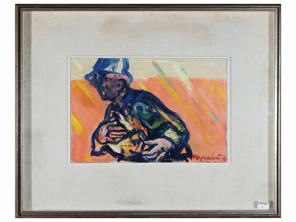 Cesco Magnolato : Figura con anatra 1970  - Asta Un'antica dimora marchigiana: Arredi antichi e Arte contemporanea - Associazione Nazionale - Case d'Asta italiane