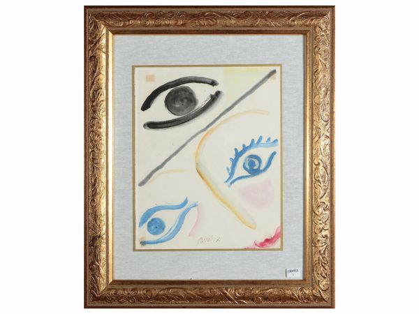 VIRGILIO GUIDI : Gli occhi 1966  - Asta Un'antica dimora marchigiana: Arredi antichi e Arte contemporanea - Associazione Nazionale - Case d'Asta italiane