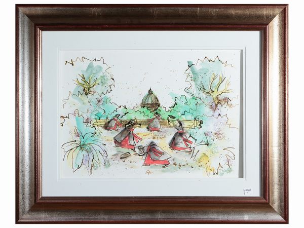 Nino Caffè : Pretini  - Asta Un'antica dimora marchigiana: Arredi antichi e Arte contemporanea - Associazione Nazionale - Case d'Asta italiane