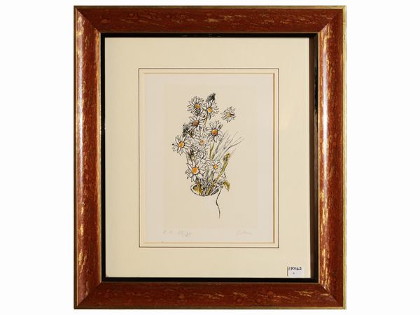 Renato Guttuso : Vaso con fiori  - Asta Un'antica dimora marchigiana: Arredi antichi e Arte contemporanea - Associazione Nazionale - Case d'Asta italiane