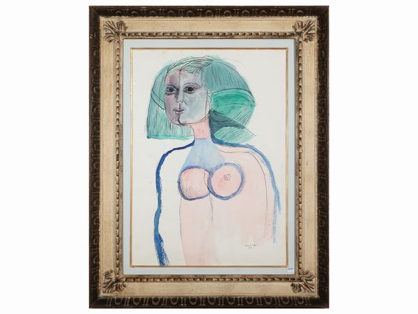 Bruno Cassinari : Nudo femminile 1979  - Asta Un'antica dimora marchigiana: Arredi antichi e Arte contemporanea - Associazione Nazionale - Case d'Asta italiane