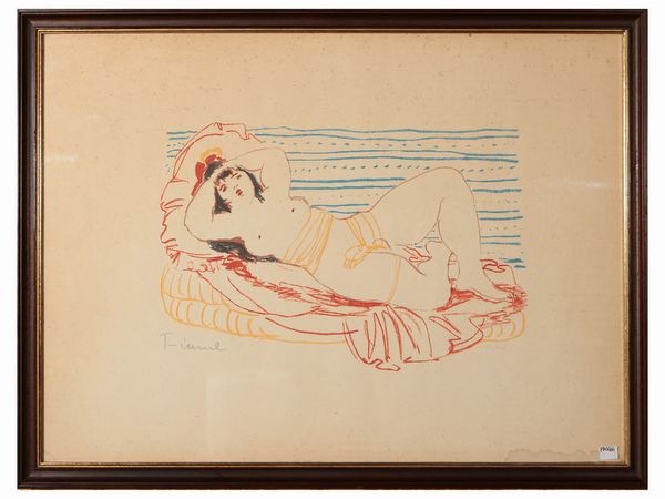 Salvatore Fiume : Odalisca  - Asta Un'antica dimora marchigiana: Arredi antichi e Arte contemporanea - Associazione Nazionale - Case d'Asta italiane