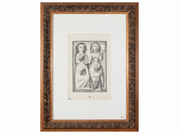 Massimo Campigli : Gioia d'amore 1944  - Asta Un'antica dimora marchigiana: Arredi antichi e Arte contemporanea - Associazione Nazionale - Case d'Asta italiane