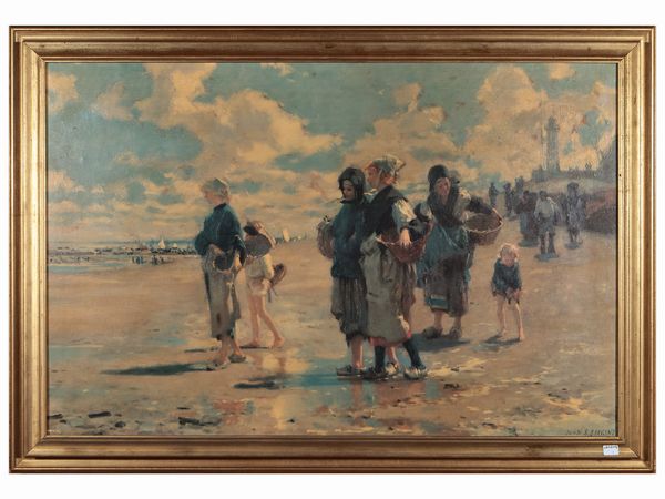 I raccoglitori di ostriche di Cancale, da John Singer Sargent  - Asta Un'antica dimora marchigiana: Arredi antichi e Arte contemporanea - Associazione Nazionale - Case d'Asta italiane